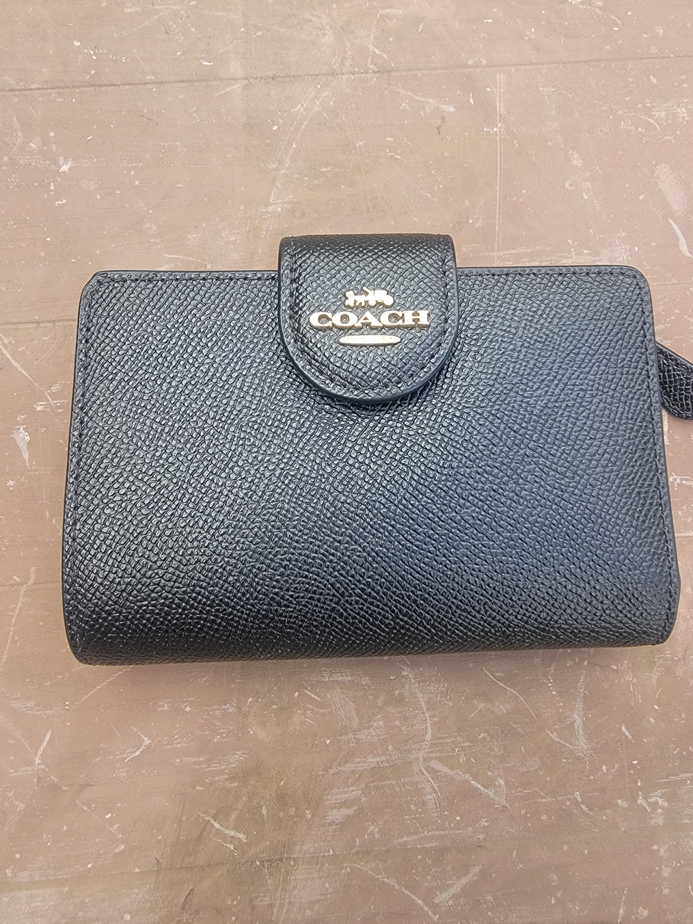 COACH Black Leather Compact Wallet
